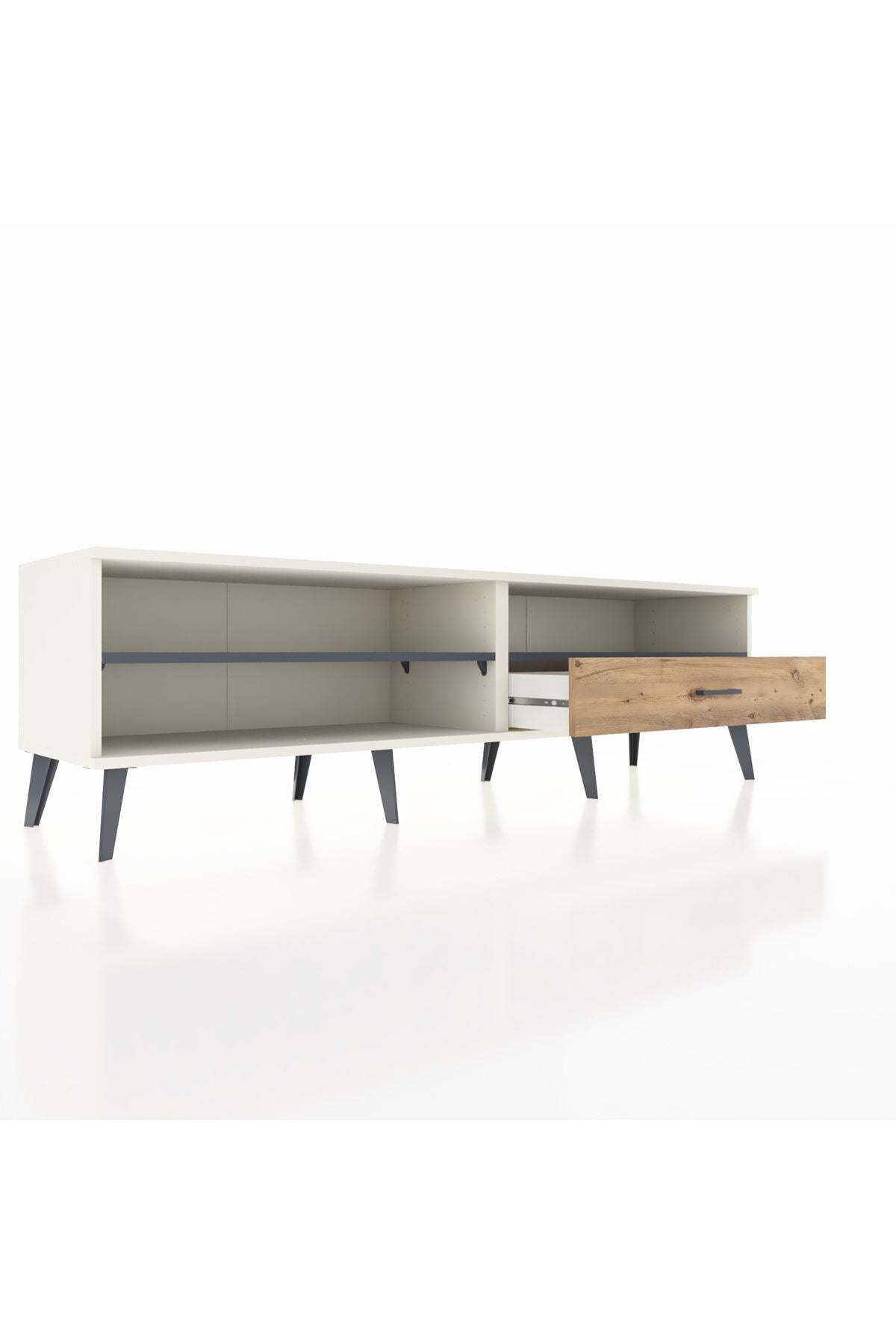 Hyperion TV Ünitesi 2 Raflı Tek Çekmeceli  176x44x51 Aytaşı-Antrasit/Çam