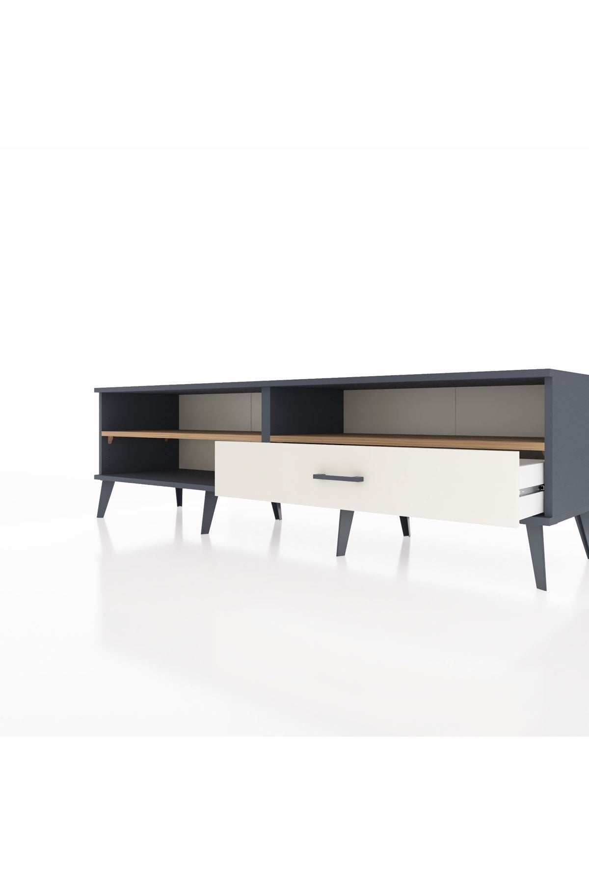 Hyperion TV Ünitesi 2 Raflı Tek Çekmeceli  176x44x51 Antrasit-Çam/Aytaşı