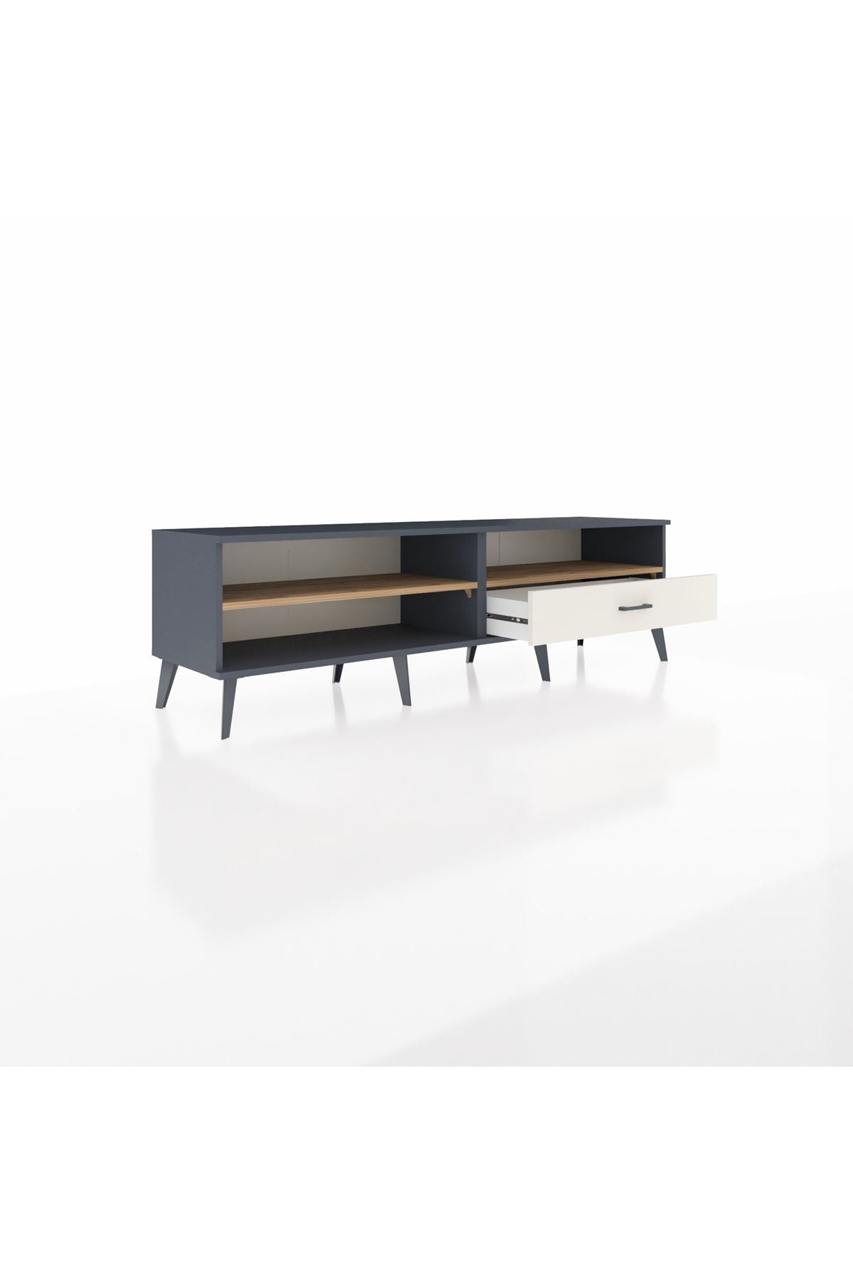 Hyperion TV Ünitesi 2 Raflı Tek Çekmeceli  176x44x51 Antrasit-Çam/Aytaşı