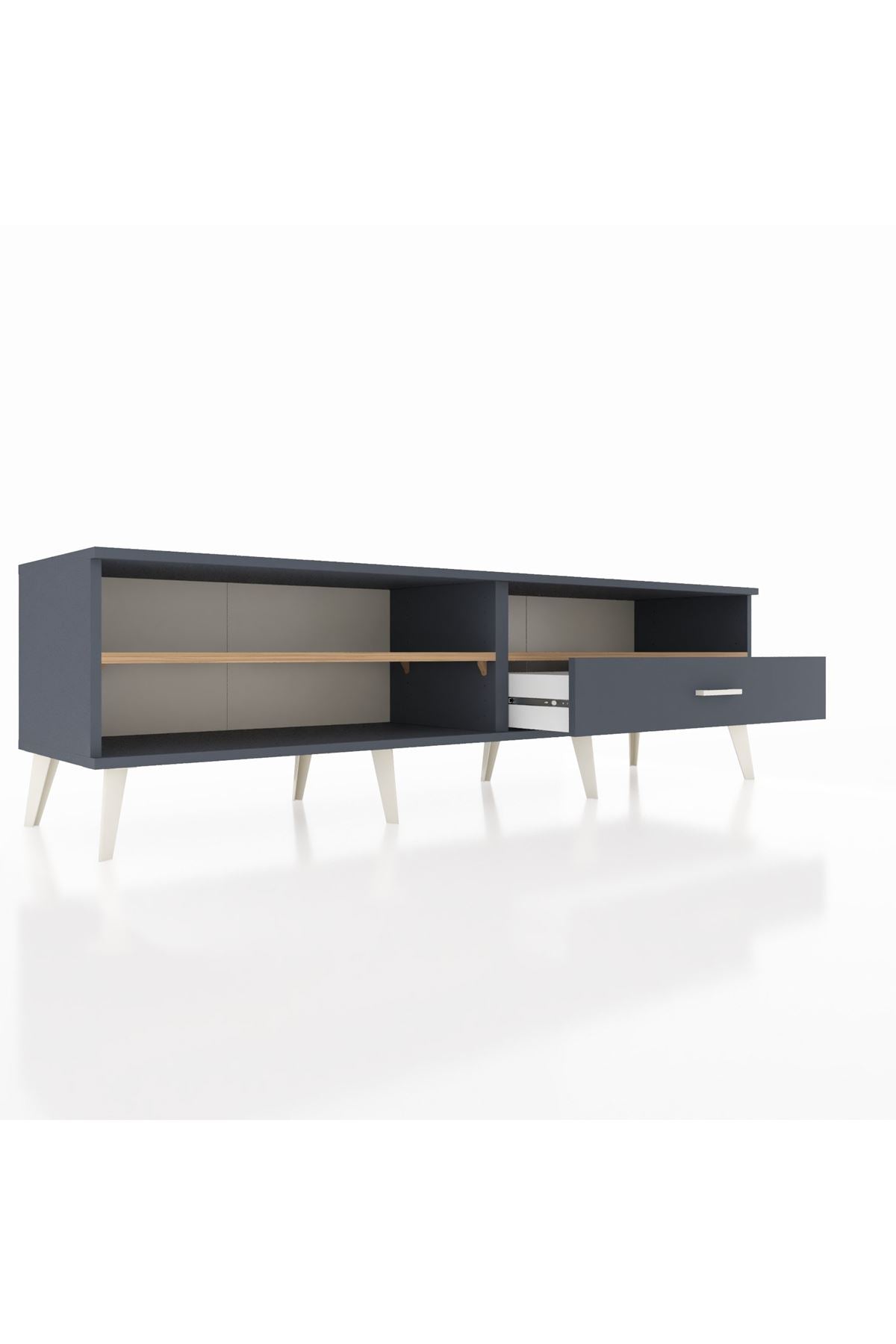 Hyperion TV Ünitesi 2 Raflı Tek Çekmeceli  176x44x51 Antrasit-Çam/Antrasit