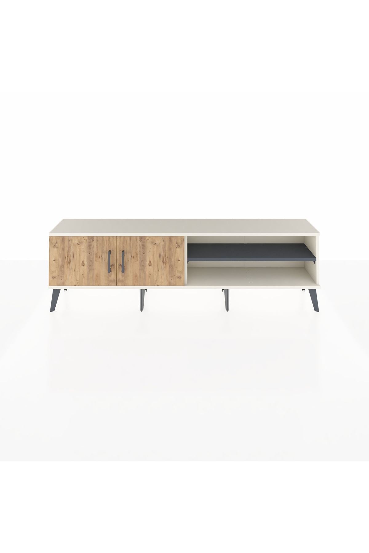 Arges TV Ünitesi 2 Raflı 2 Kapaklı 176x30x51 Aytaşı-Çam/Antrasit