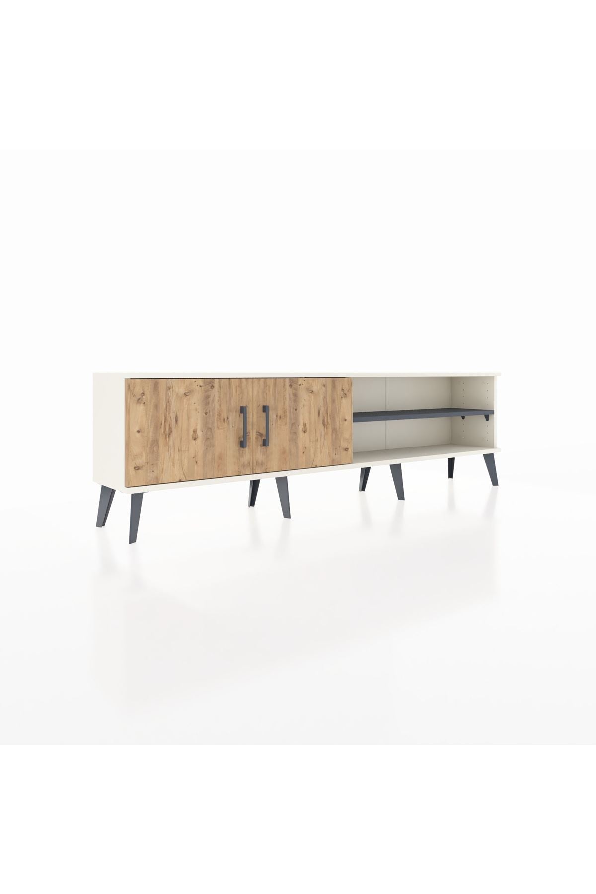 Arges TV Ünitesi 2 Raflı 2 Kapaklı 176x30x51 Aytaşı-Çam/Antrasit