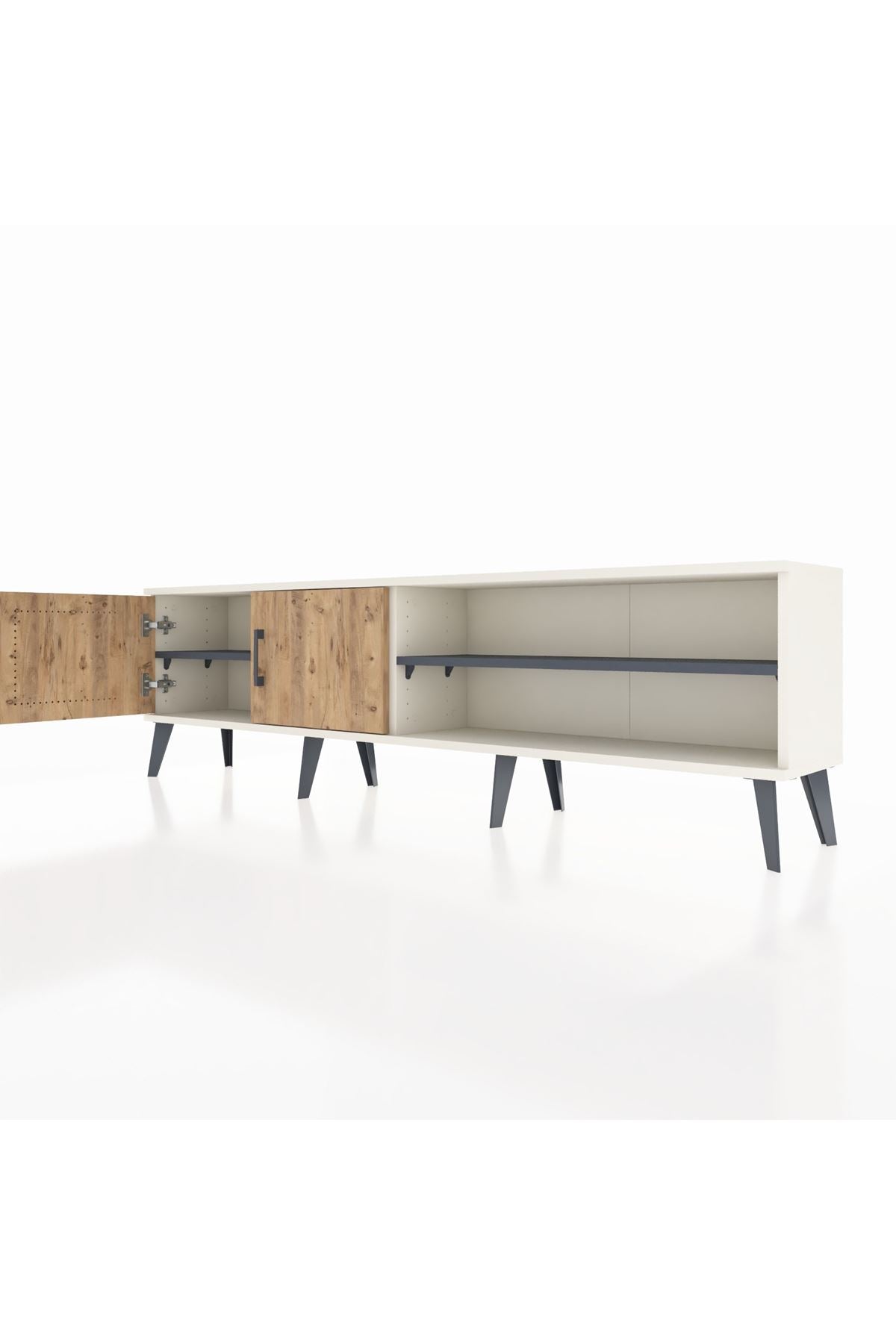 Arges TV Ünitesi 2 Raflı 2 Kapaklı 176x30x51 Aytaşı-Çam/Antrasit
