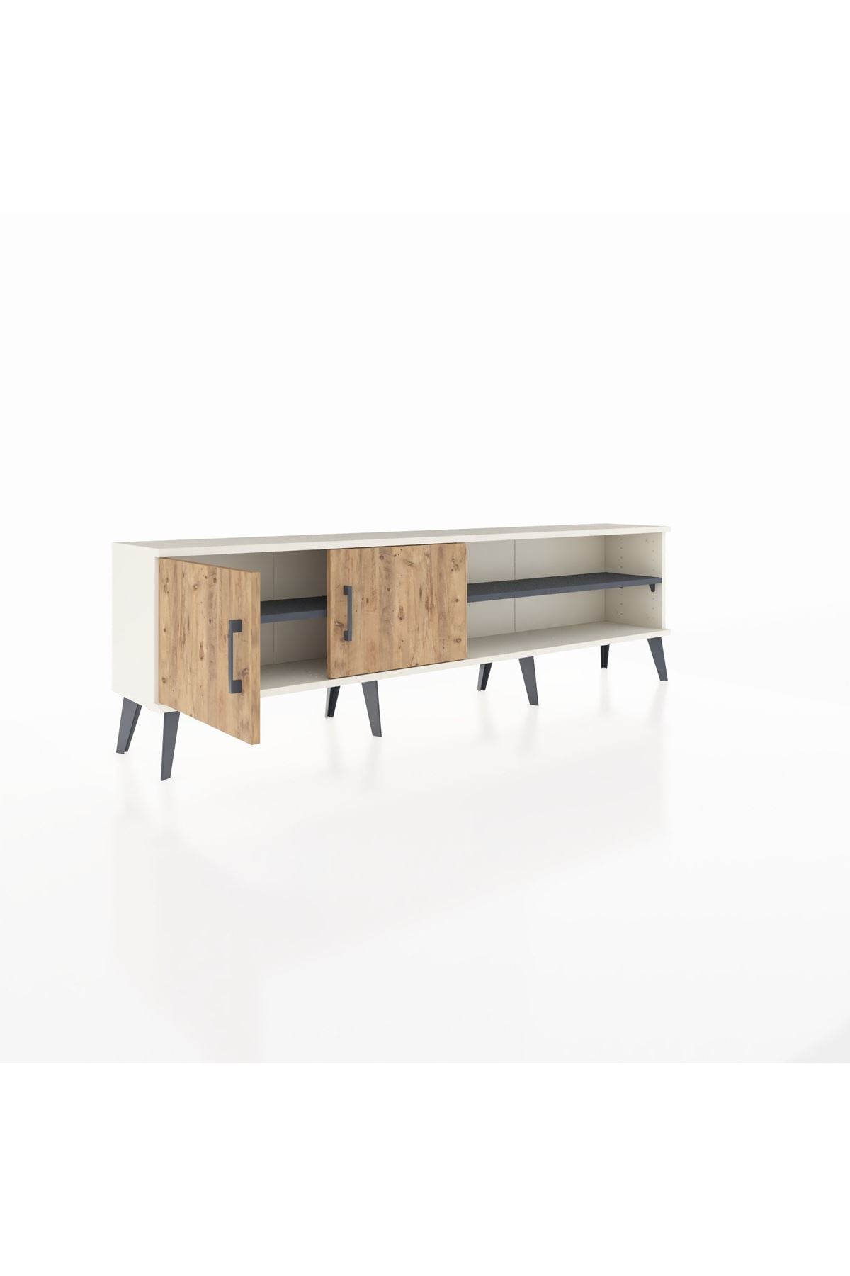 Arges TV Ünitesi 2 Raflı 2 Kapaklı 176x30x51 Aytaşı-Çam/Antrasit