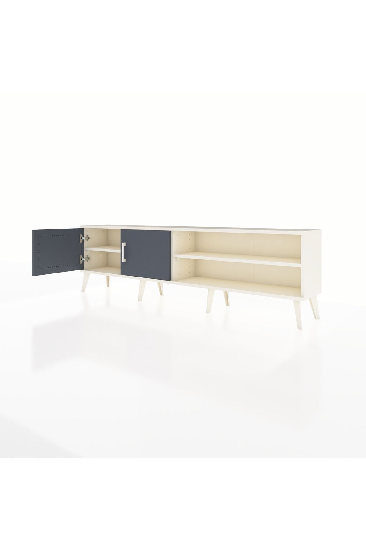 Arges TV Ünitesi 2 Raflı 2 Kapaklı 176x30x51 Aytaşı-Antrasit/Aytaşı