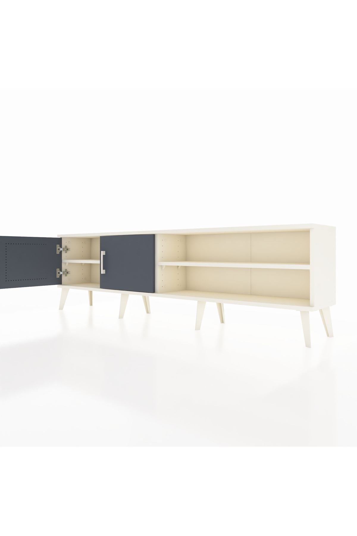 Arges TV Ünitesi 2 Raflı 2 Kapaklı 176x30x51 Aytaşı-Antrasit/Aytaşı