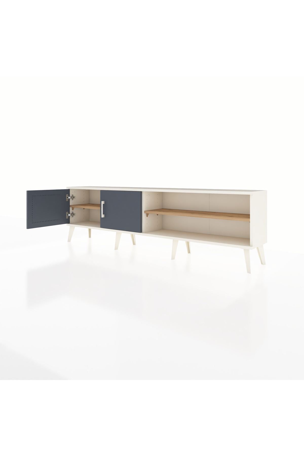 Arges TV Ünitesi 2 Raflı 2 Kapaklı 176x30x51 Aytaşı-Antrasit/Çam