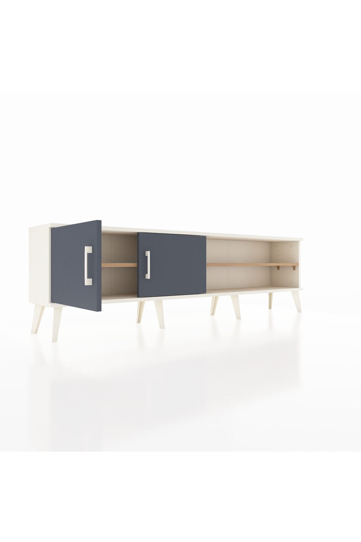 Arges TV Ünitesi 2 Raflı 2 Kapaklı 176x30x51 Aytaşı-Antrasit/Çam
