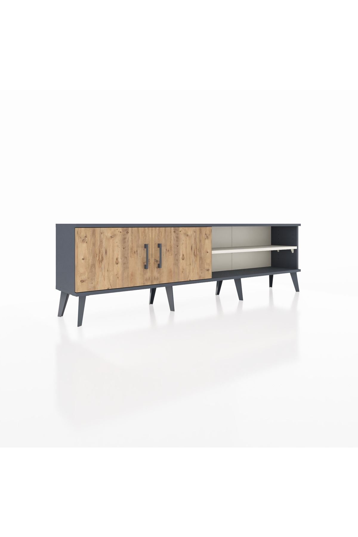 Arges TV Ünitesi 2 Raflı 2 Kapaklı 176x30x51 Antrasit-Çam/Aytaşı