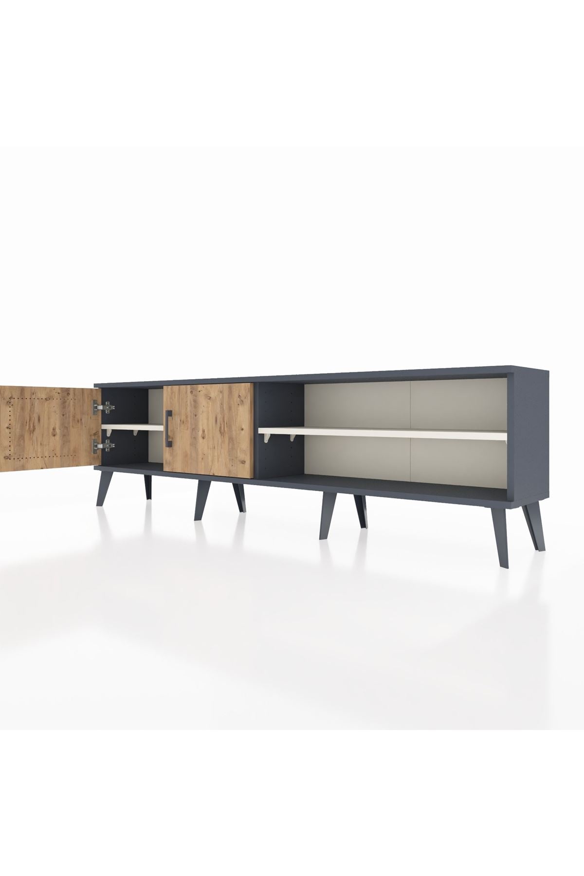 Arges TV Ünitesi 2 Raflı 2 Kapaklı 176x30x51 Antrasit-Çam/Aytaşı