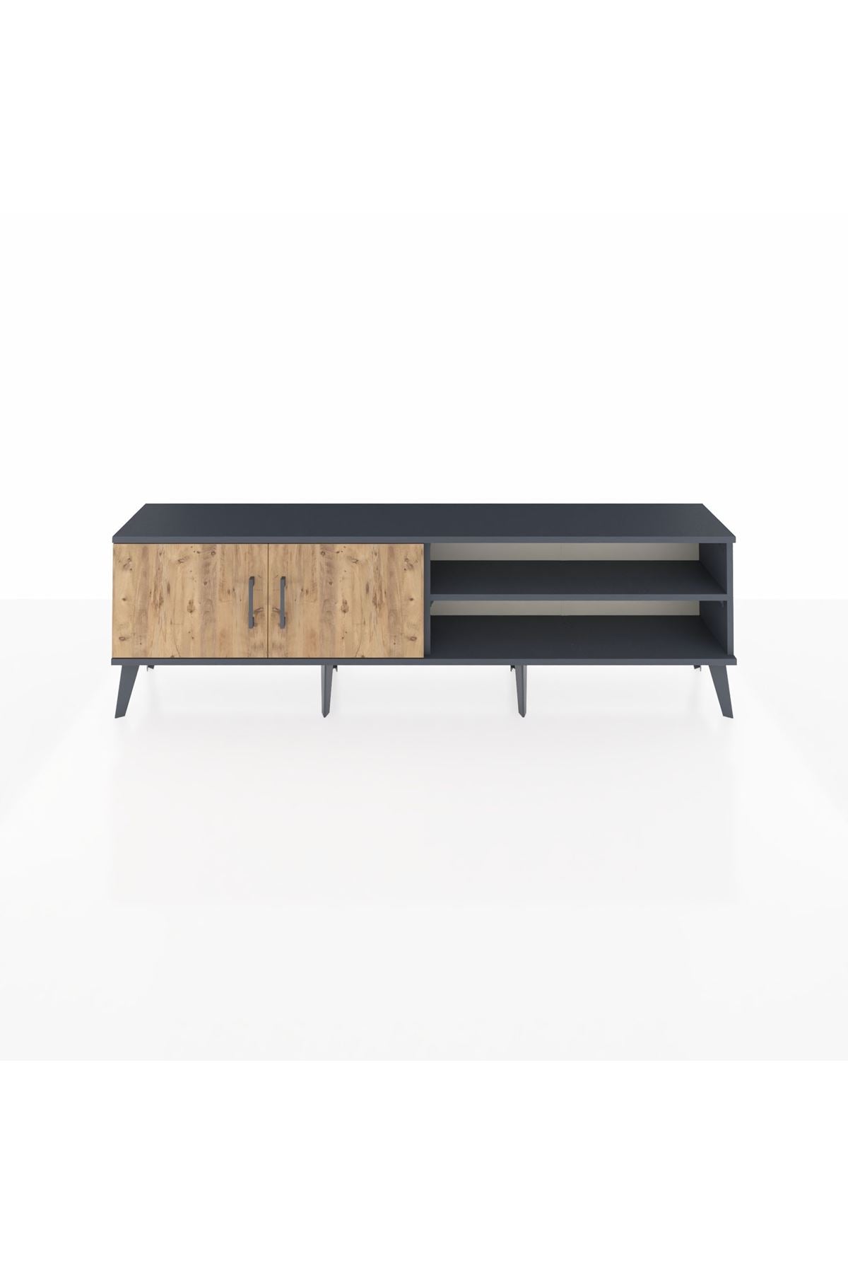 Arges TV Ünitesi 2 Raflı 2 Kapaklı 176x30x51 Antrasit-Çam/Antrasit