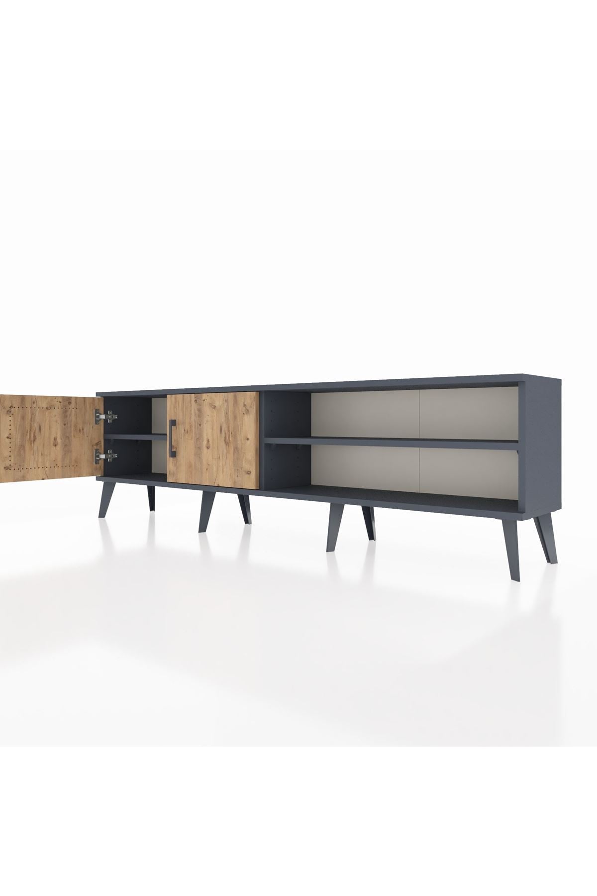 Arges TV Ünitesi 2 Raflı 2 Kapaklı 176x30x51 Antrasit-Çam/Antrasit