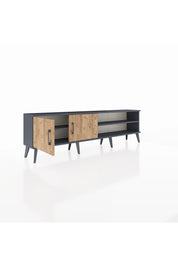 Arges TV Ünitesi 2 Raflı 2 Kapaklı 176x30x51 Antrasit-Çam/Antrasit