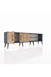 Arges TV Ünitesi 2 Raflı 2 Kapaklı 176x30x51 Antrasit-Çam/Antrasit