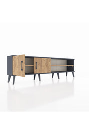 Arges TV Ünitesi 2 Raflı 2 Kapaklı 176x30x51 Antrasit-Çam/Çam