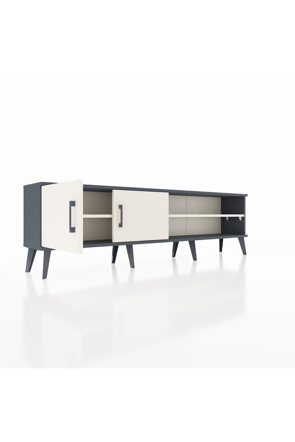 Arges TV Ünitesi 2 Raflı 2 Kapaklı 176x30x51 Antrasit-Aytaşı/Aytaşı