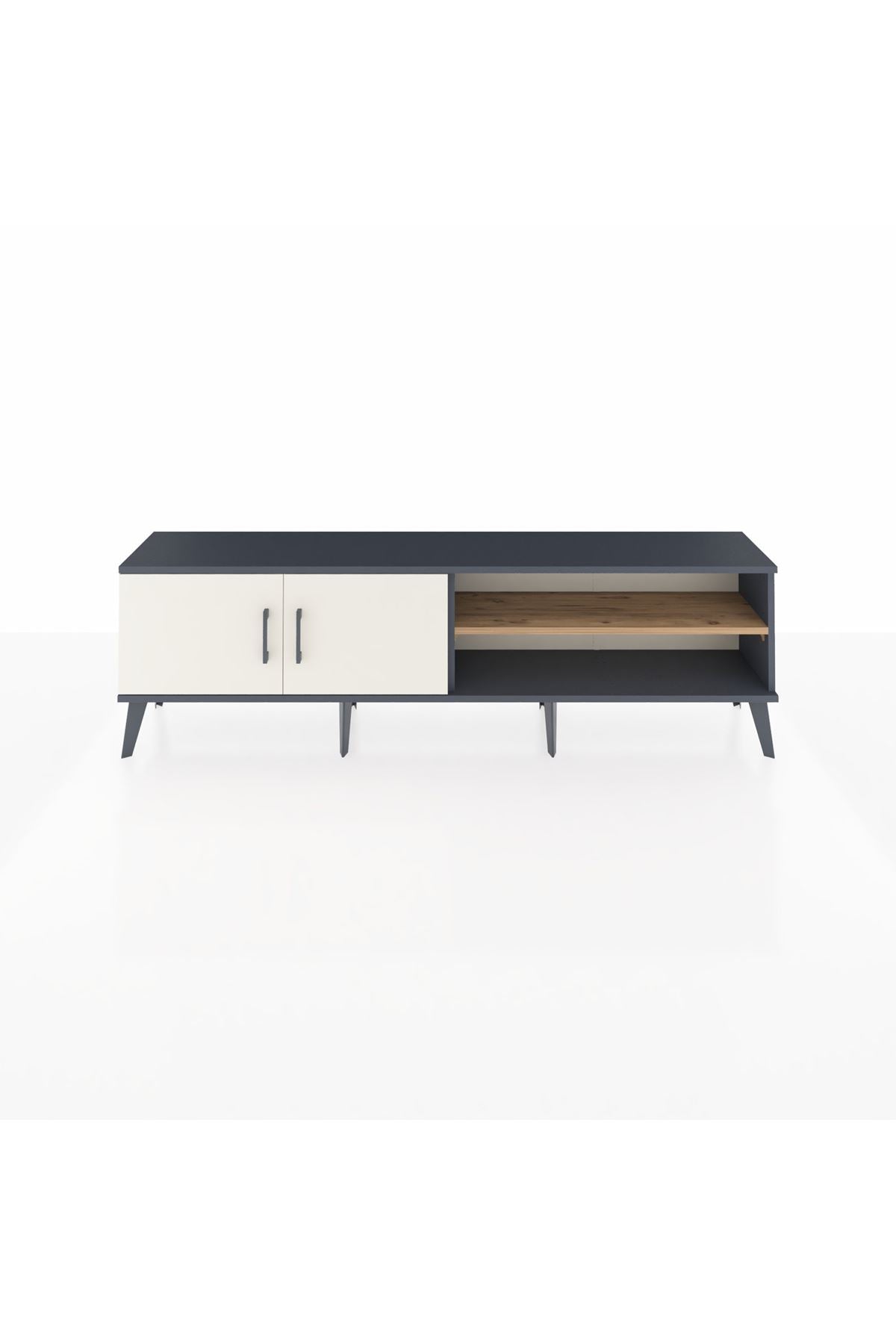 Arges TV Ünitesi 2 Raflı 2 Kapaklı 176x30x51 Antrasit-Aytaşı/Çam