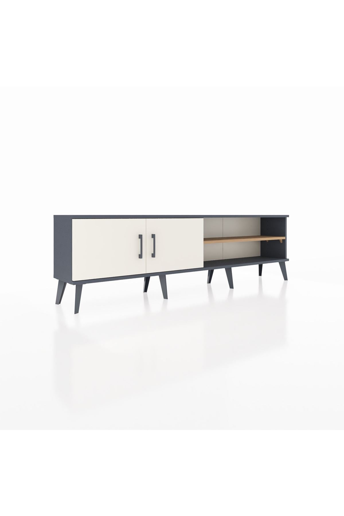 Arges TV Ünitesi 2 Raflı 2 Kapaklı 176x30x51 Antrasit-Aytaşı/Çam