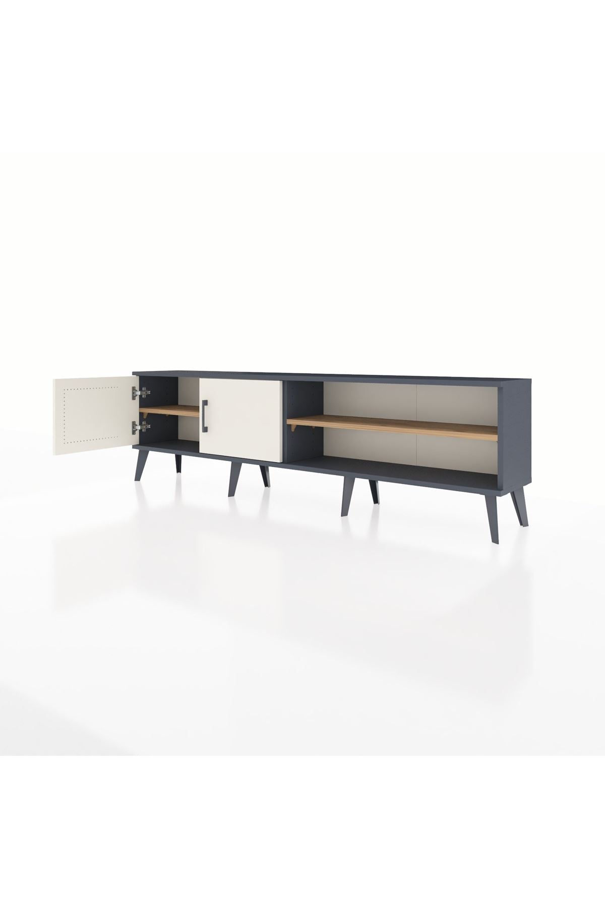 Arges TV Ünitesi 2 Raflı 2 Kapaklı 176x30x51 Antrasit-Aytaşı/Çam