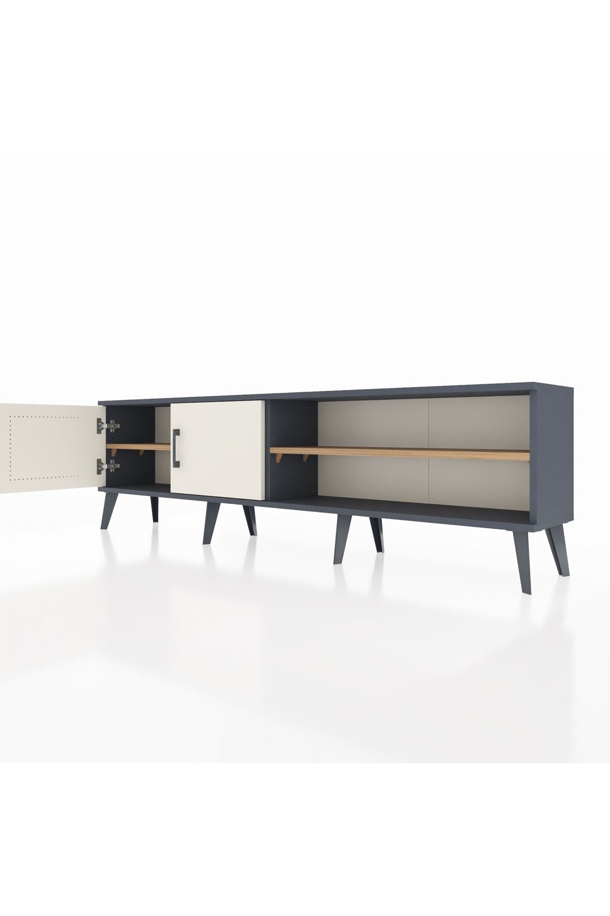 Arges TV Ünitesi 2 Raflı 2 Kapaklı 176x30x51 Antrasit-Aytaşı/Çam