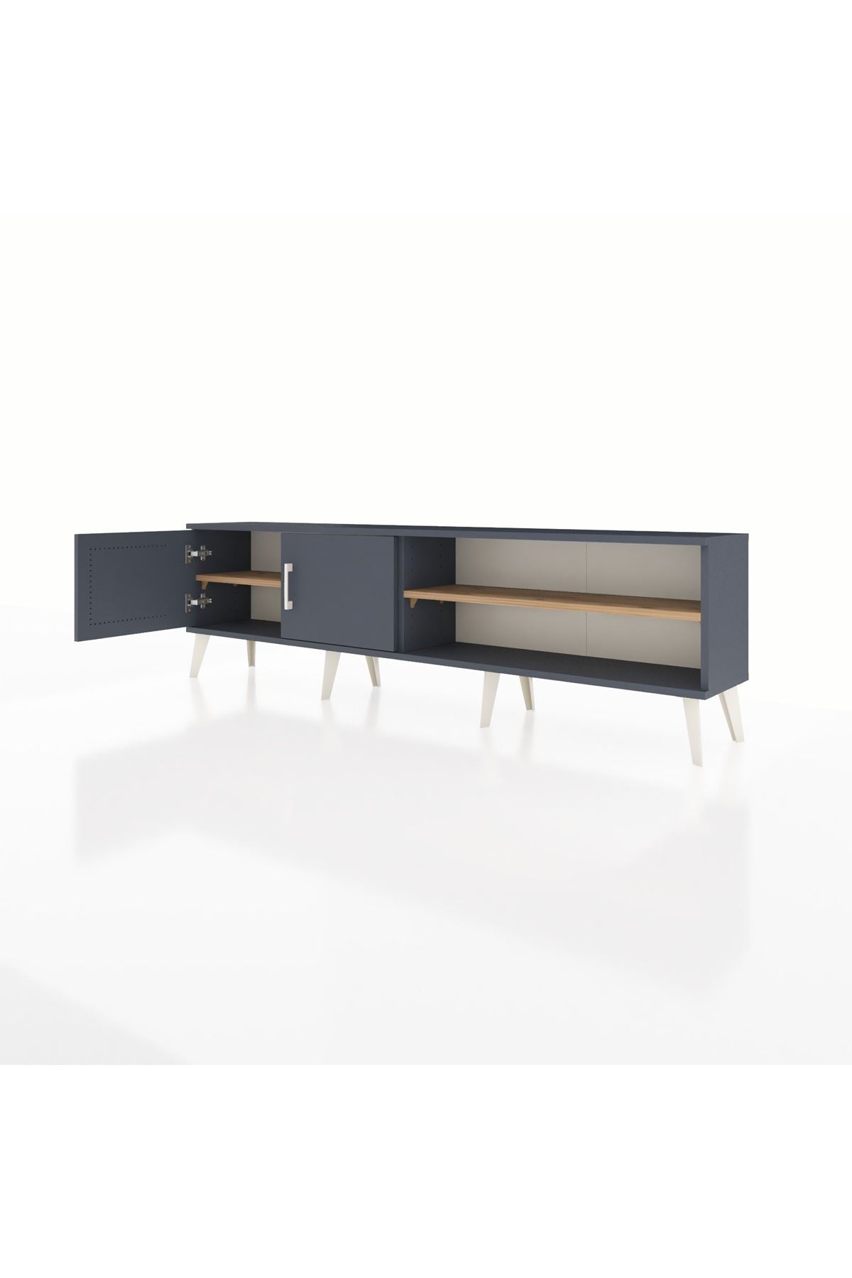 Arges TV Ünitesi 2 Raflı 2 Kapaklı 176x30x51 Antrasit-Antrasit/Çam