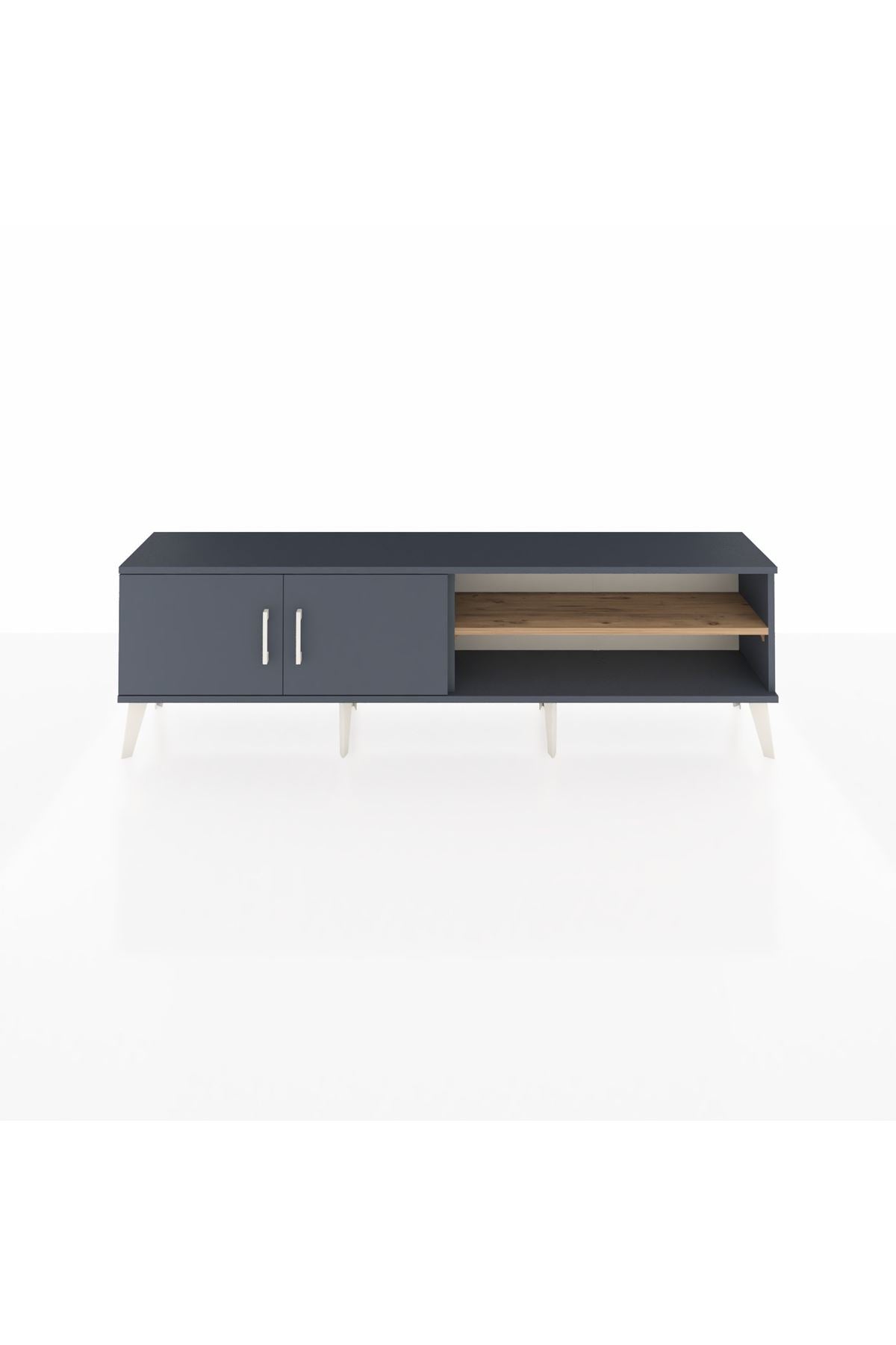 Arges TV Ünitesi 2 Raflı 2 Kapaklı 176x30x51 Antrasit-Antrasit/Çam