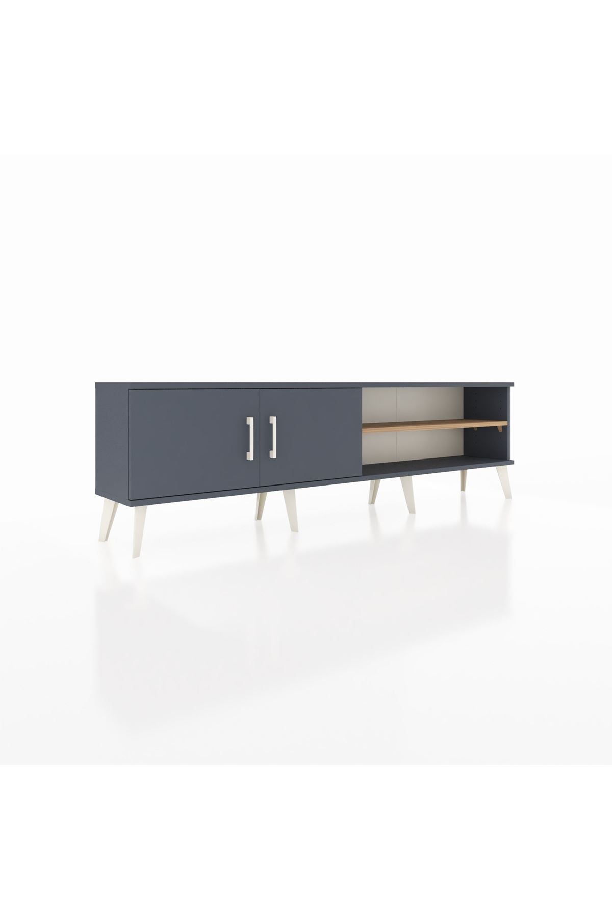 Arges TV Ünitesi 2 Raflı 2 Kapaklı 176x30x51 Antrasit-Antrasit/Çam