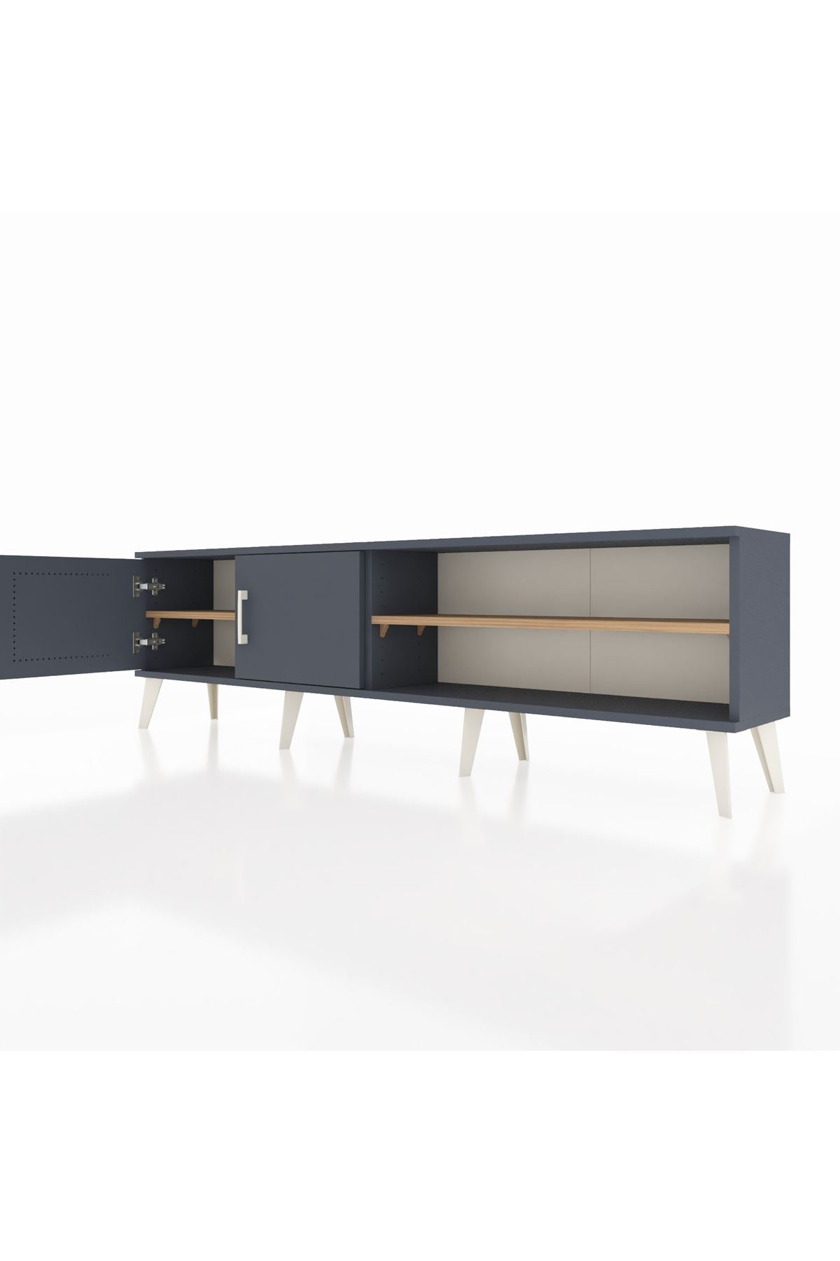 Arges TV Ünitesi 2 Raflı 2 Kapaklı 176x30x51 Antrasit-Antrasit/Çam