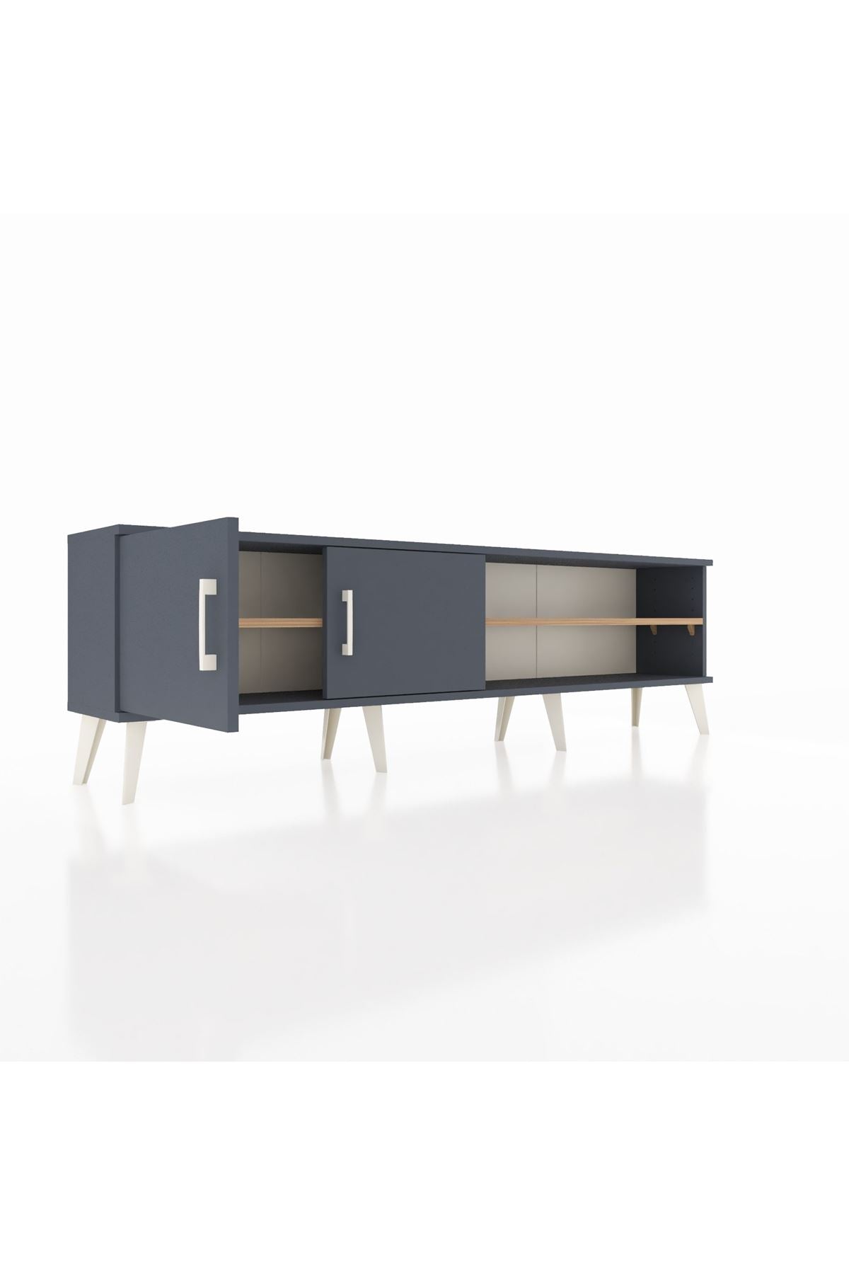 Arges TV Ünitesi 2 Raflı 2 Kapaklı 176x30x51 Antrasit-Antrasit/Çam