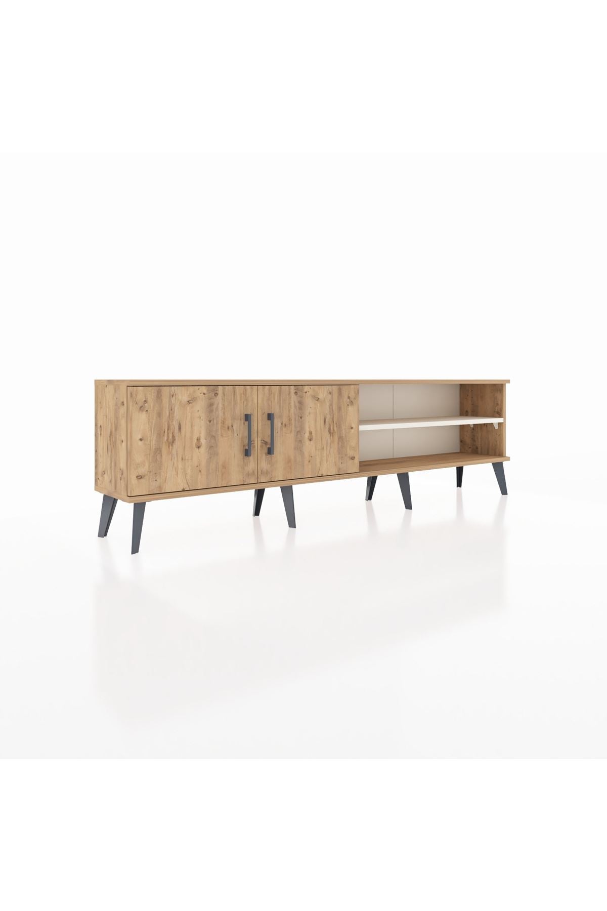 Arges TV Ünitesi 2 Raflı 2 Kapaklı 176x30x51 Çam-Çam/Aytaşı