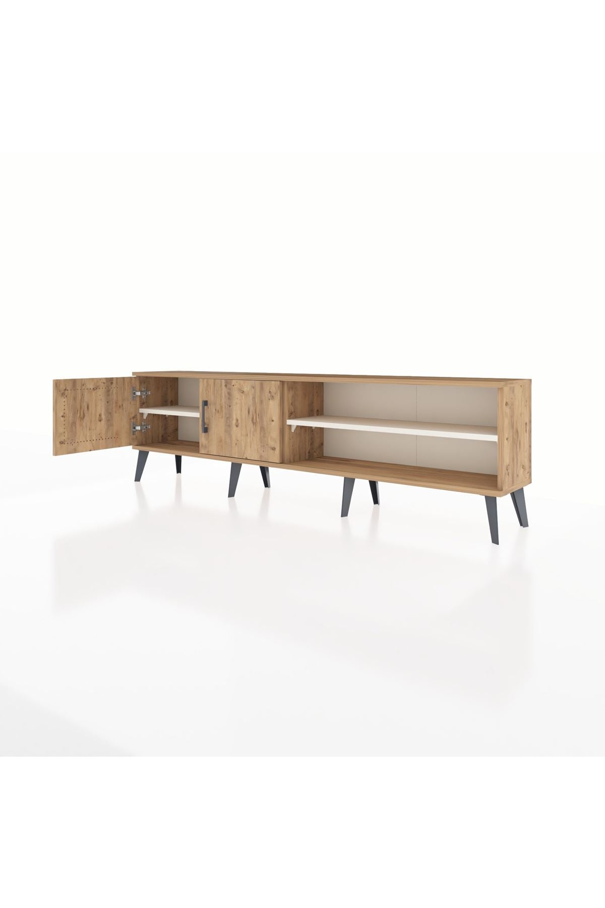Arges TV Ünitesi 2 Raflı 2 Kapaklı 176x30x51 Çam-Çam/Aytaşı