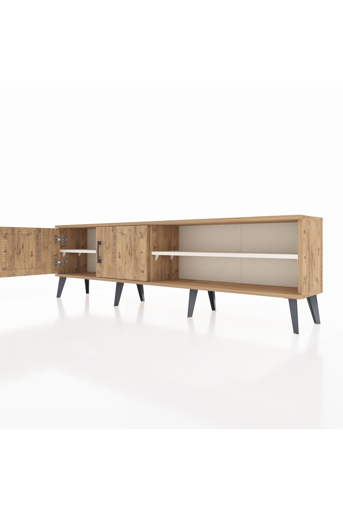 Arges TV Ünitesi 2 Raflı 2 Kapaklı 176x30x51 Çam-Çam/Aytaşı
