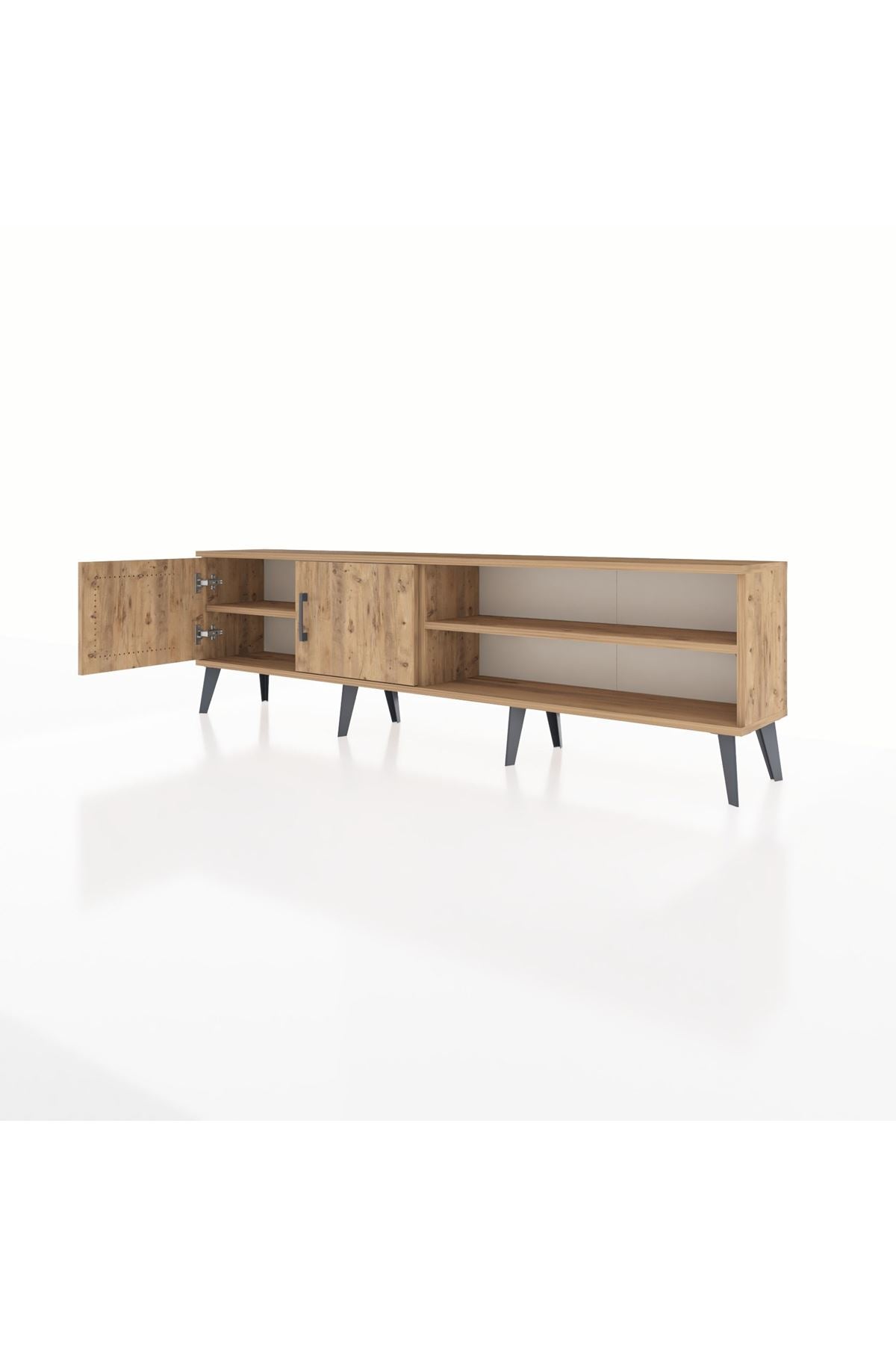 Arges TV Ünitesi 2 Raflı 2 Kapaklı 176x30x51 Çam-Çam/Çam