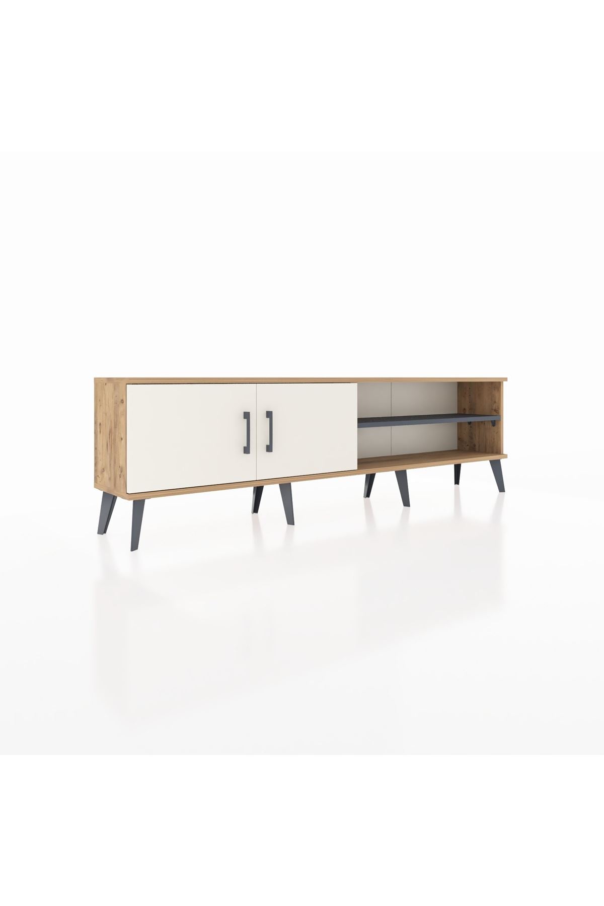 Arges TV Ünitesi 2 Raflı 2 Kapaklı 176x30x51 Çam-Aytaşı/Antrasit