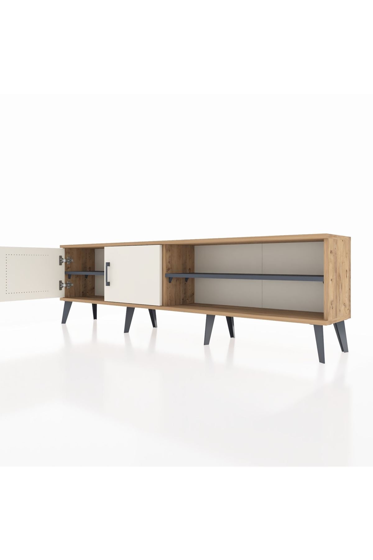 Arges TV Ünitesi 2 Raflı 2 Kapaklı 176x30x51 Çam-Aytaşı/Antrasit