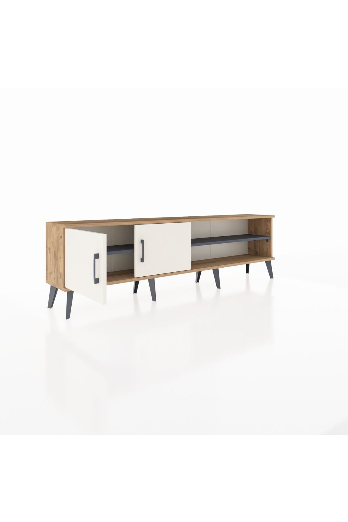 Arges TV Ünitesi 2 Raflı 2 Kapaklı 176x30x51 Çam-Aytaşı/Antrasit