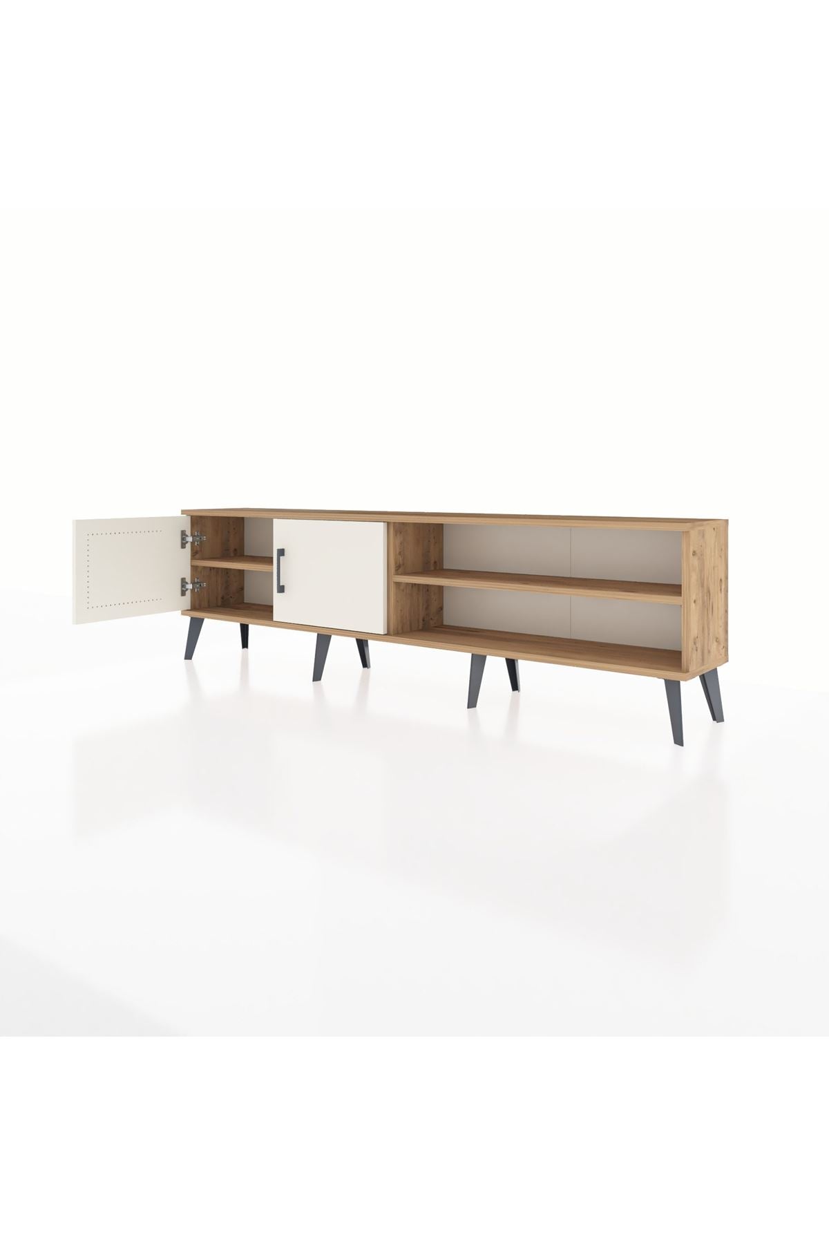 Arges TV Ünitesi 2 Raflı 2 Kapaklı 176x30x51 Çam-Aytaşı/Çam