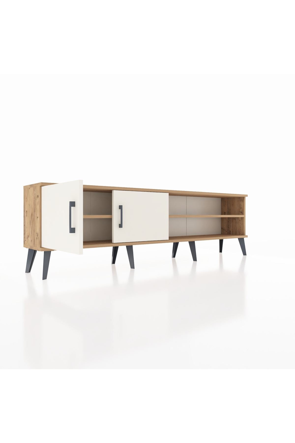 Arges TV Ünitesi 2 Raflı 2 Kapaklı 176x30x51 Çam-Aytaşı/Çam