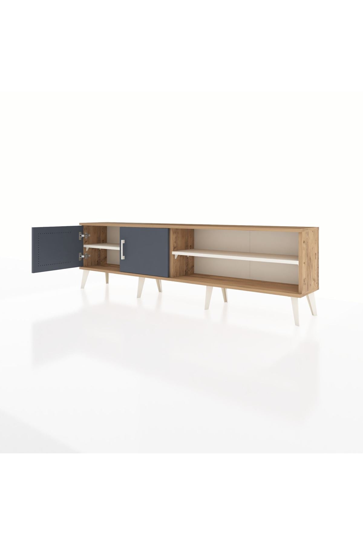 Arges TV Ünitesi 2 Raflı 2 Kapaklı 176x30x51 Çam-Antrasit/Aytaşı