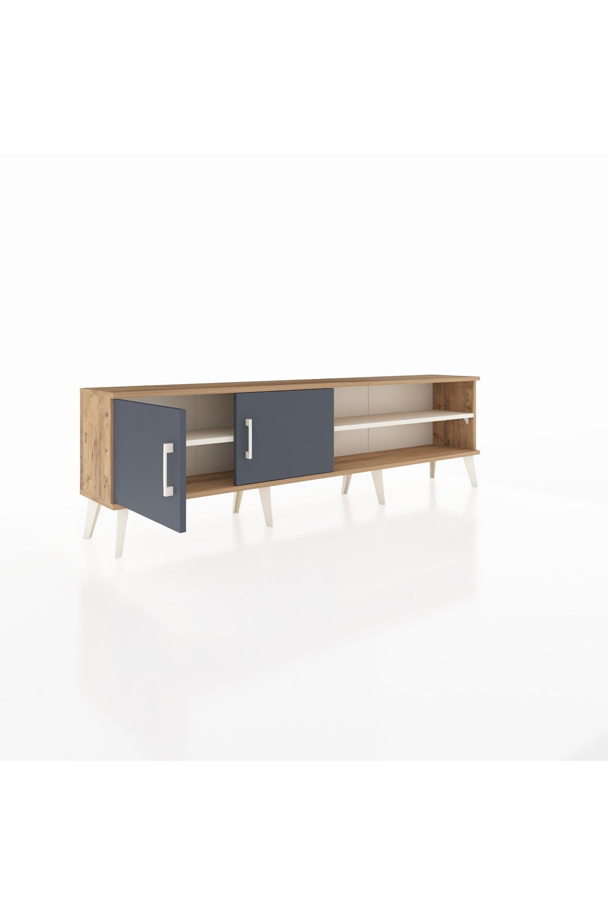 Arges TV Ünitesi 2 Raflı 2 Kapaklı 176x30x51 Çam-Antrasit/Aytaşı