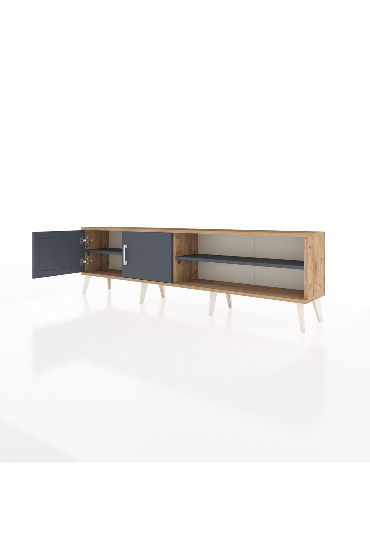 Arges TV Ünitesi 2 Raflı 2 Kapaklı 176x30x51 Çam-Antrasit/Antrasit