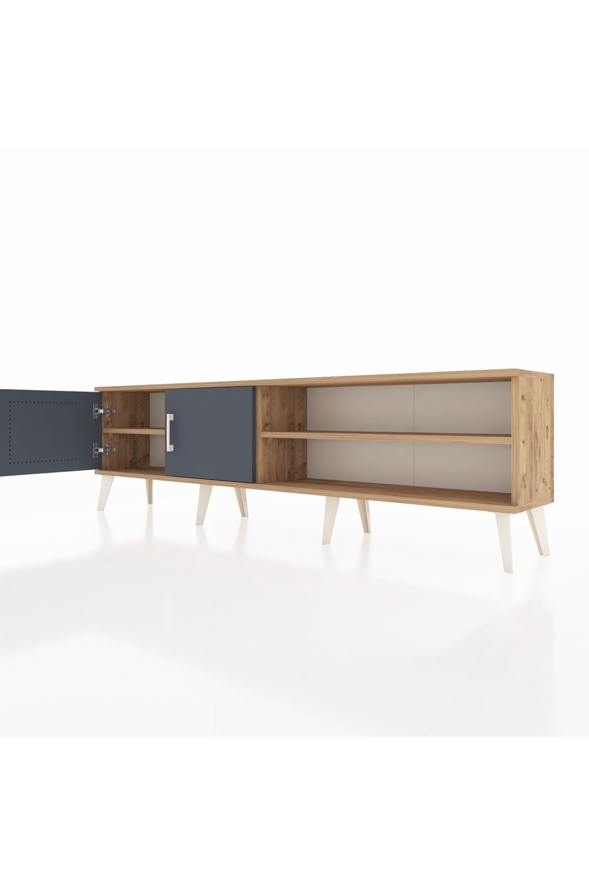 Arges TV Ünitesi 2 Raflı 2 Kapaklı 176x30x51 Çam-Antrasit/Çam