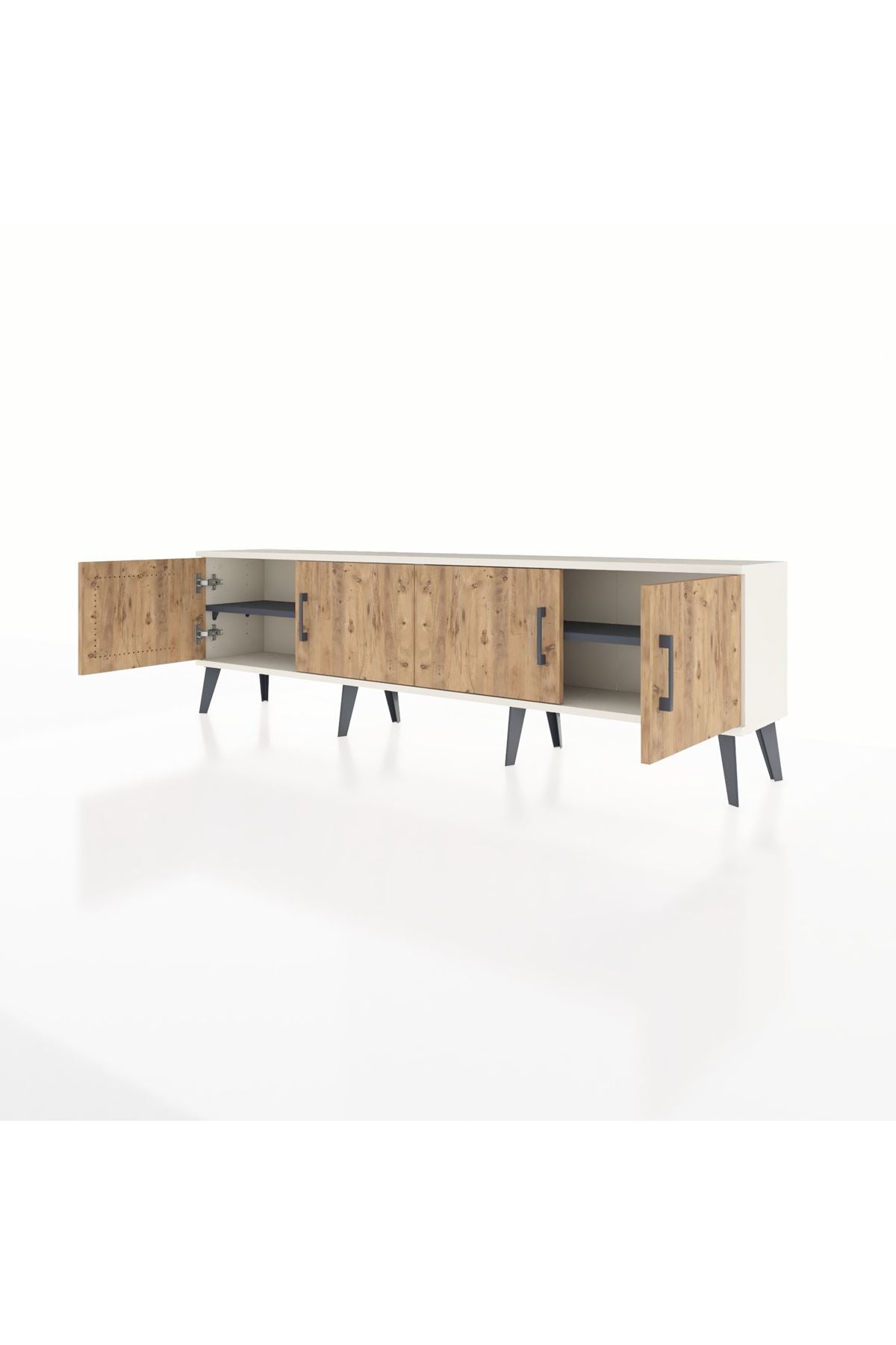 Arges TV Ünitesi 2 Raflı 4 Kapaklı 176x30x51 Aytaşı-Çam/Antrasit