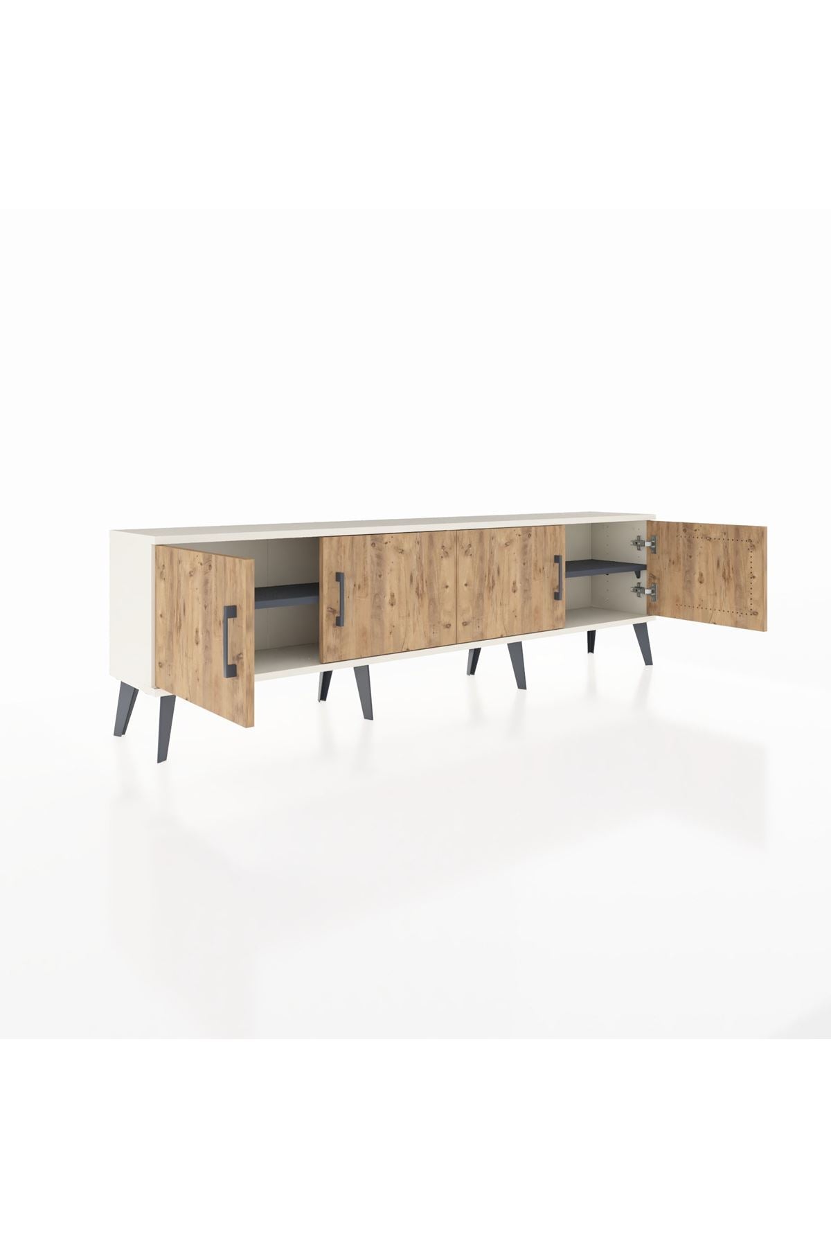Arges TV Ünitesi 2 Raflı 4 Kapaklı 176x30x51 Aytaşı-Çam/Antrasit