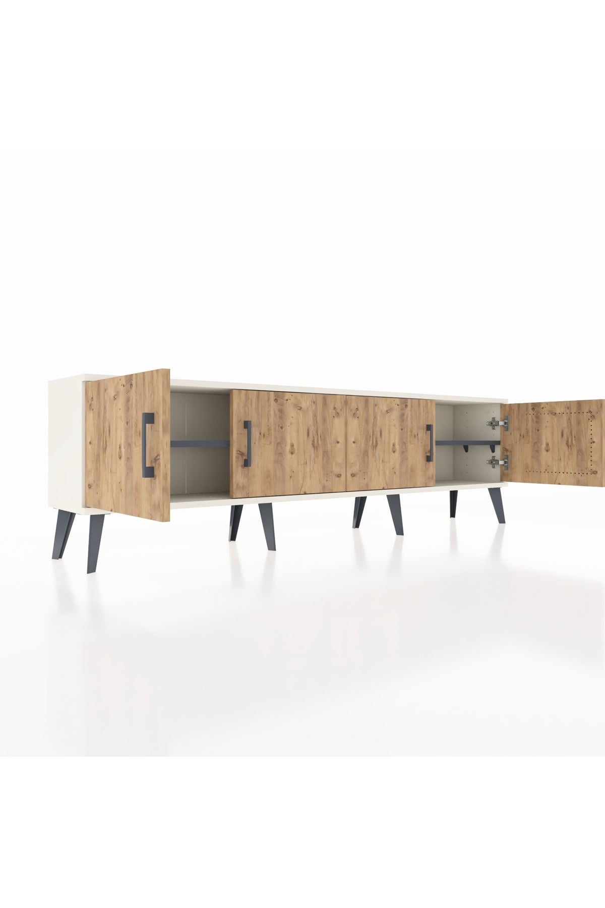 Arges TV Ünitesi 2 Raflı 4 Kapaklı 176x30x51 Aytaşı-Çam/Antrasit