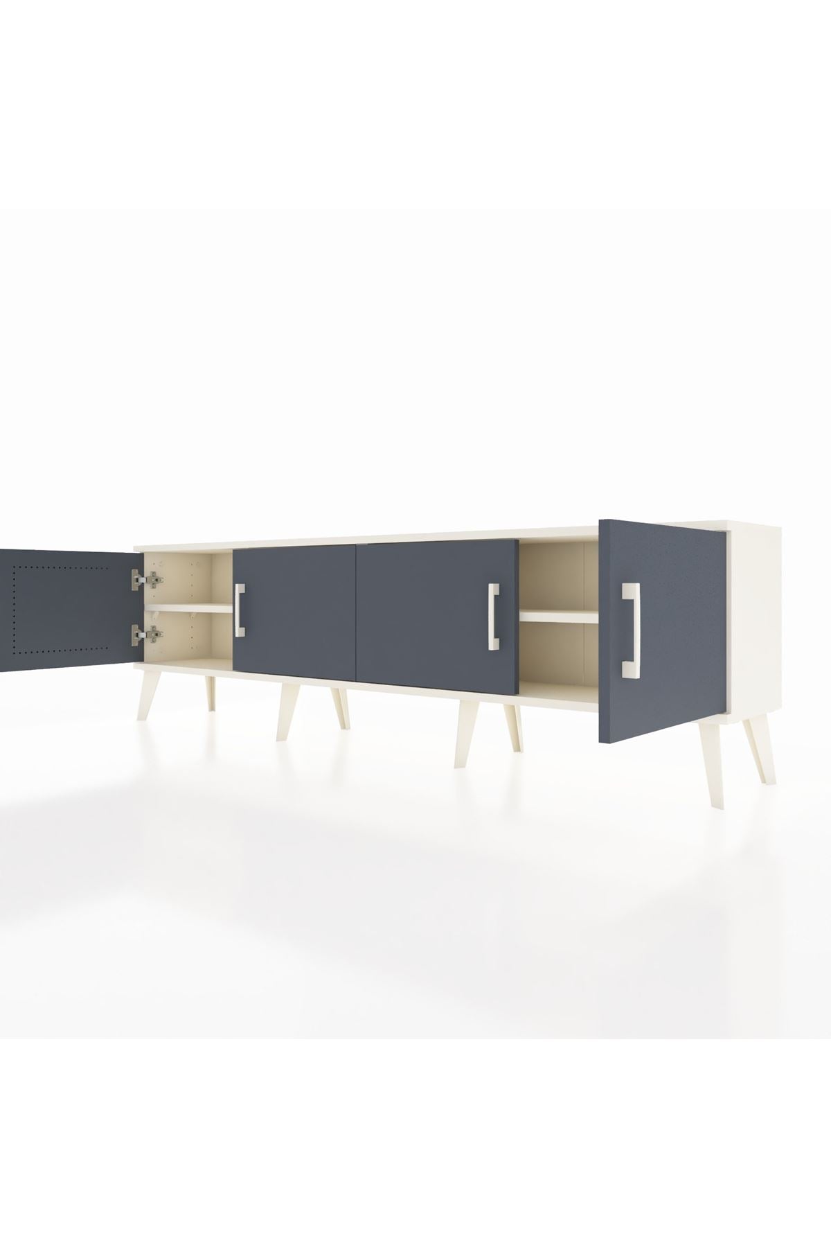 Arges TV Ünitesi 2 Raflı 4 Kapaklı 176x30x51 Aytaşı-Antrasit/Aytaşı