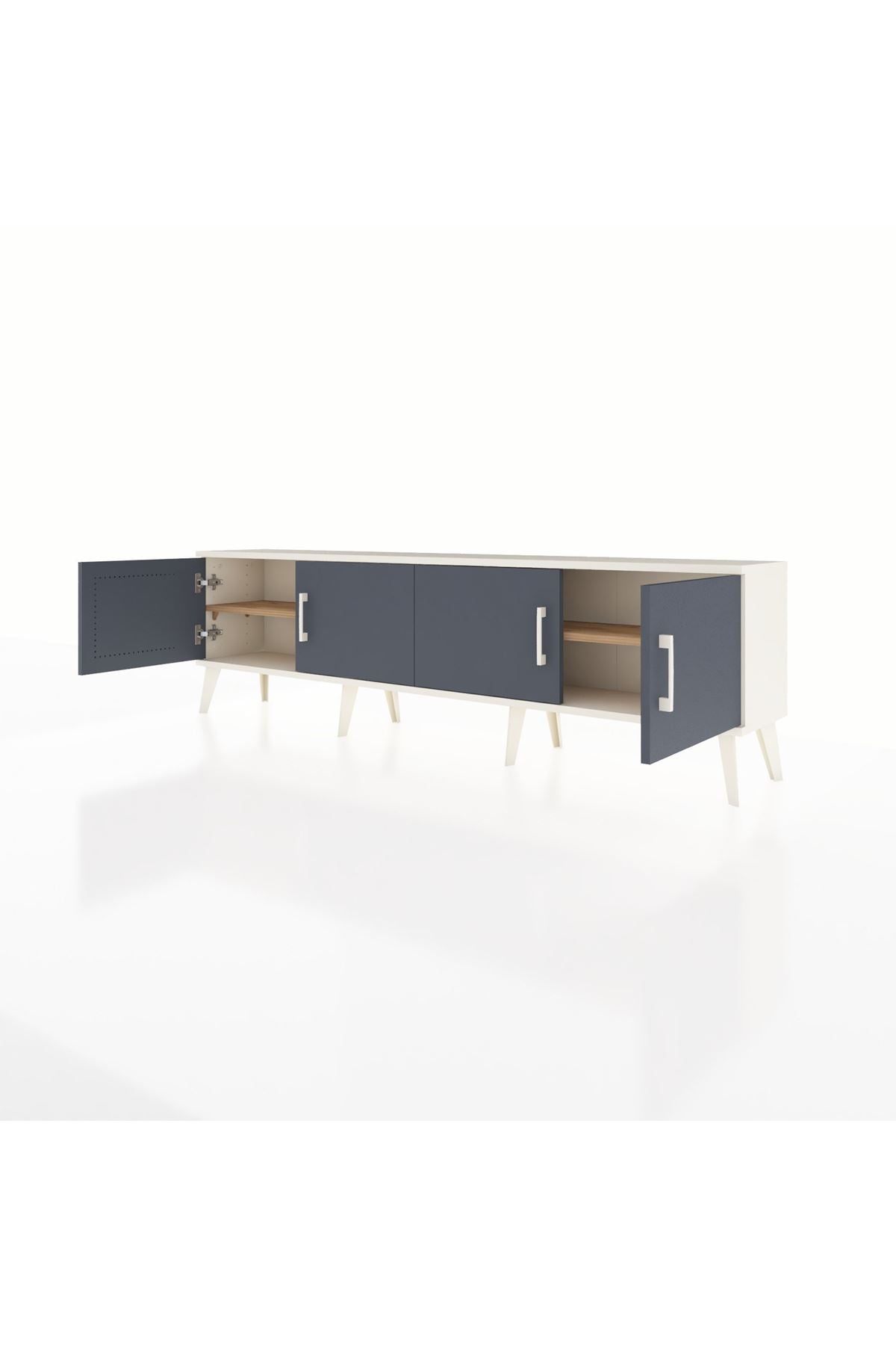 Arges TV Ünitesi 2 Raflı 4 Kapaklı 176x30x51 Aytaşı-Antrasit/Çam