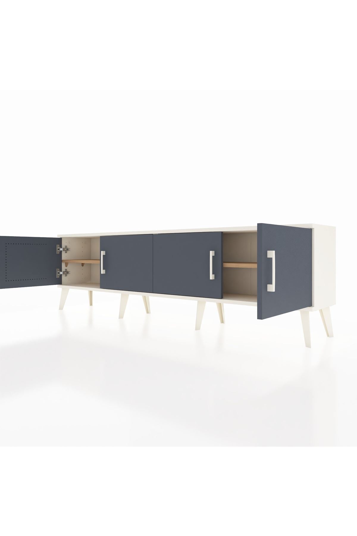 Arges TV Ünitesi 2 Raflı 4 Kapaklı 176x30x51 Aytaşı-Antrasit/Çam