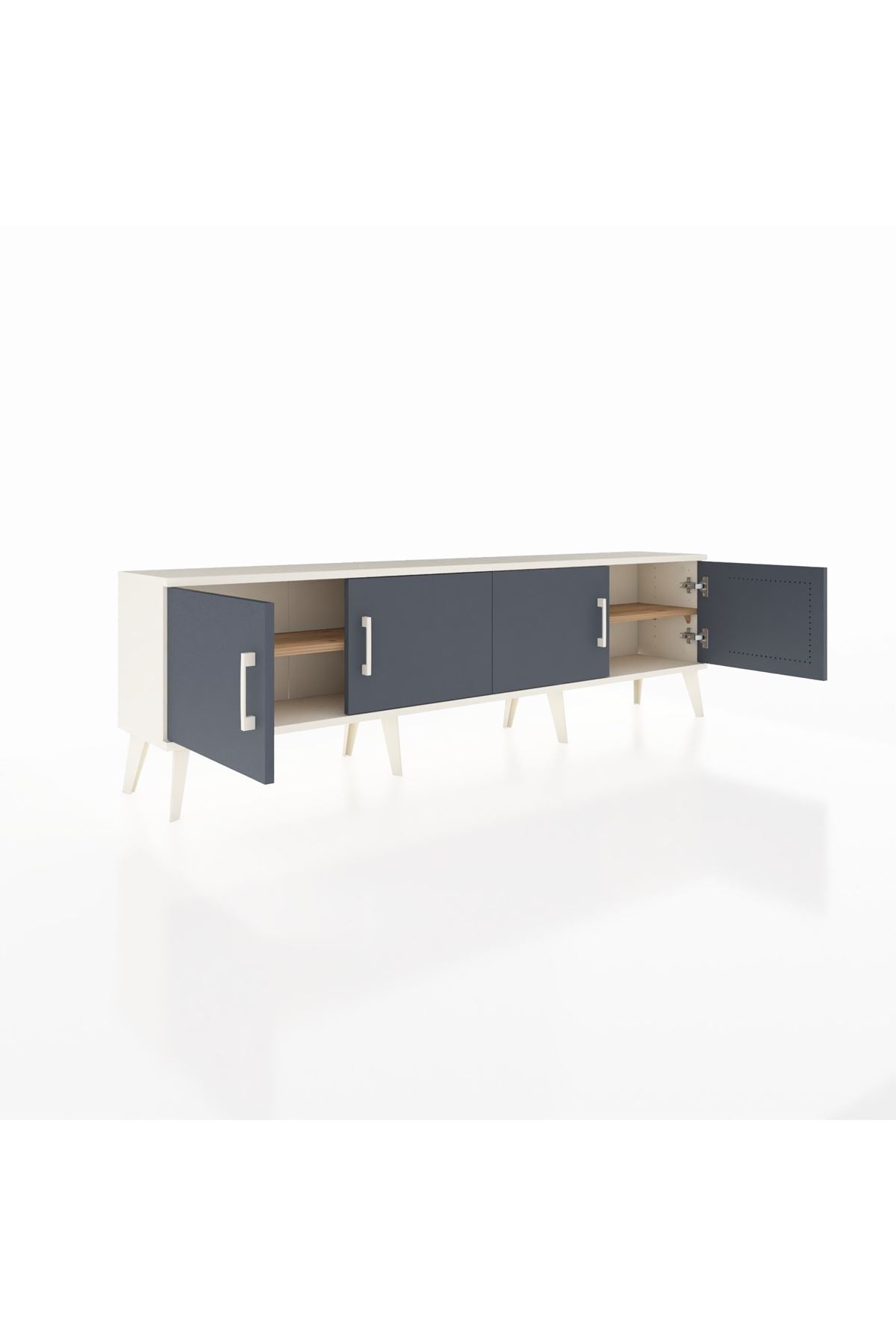 Arges TV Ünitesi 2 Raflı 4 Kapaklı 176x30x51 Aytaşı-Antrasit/Çam