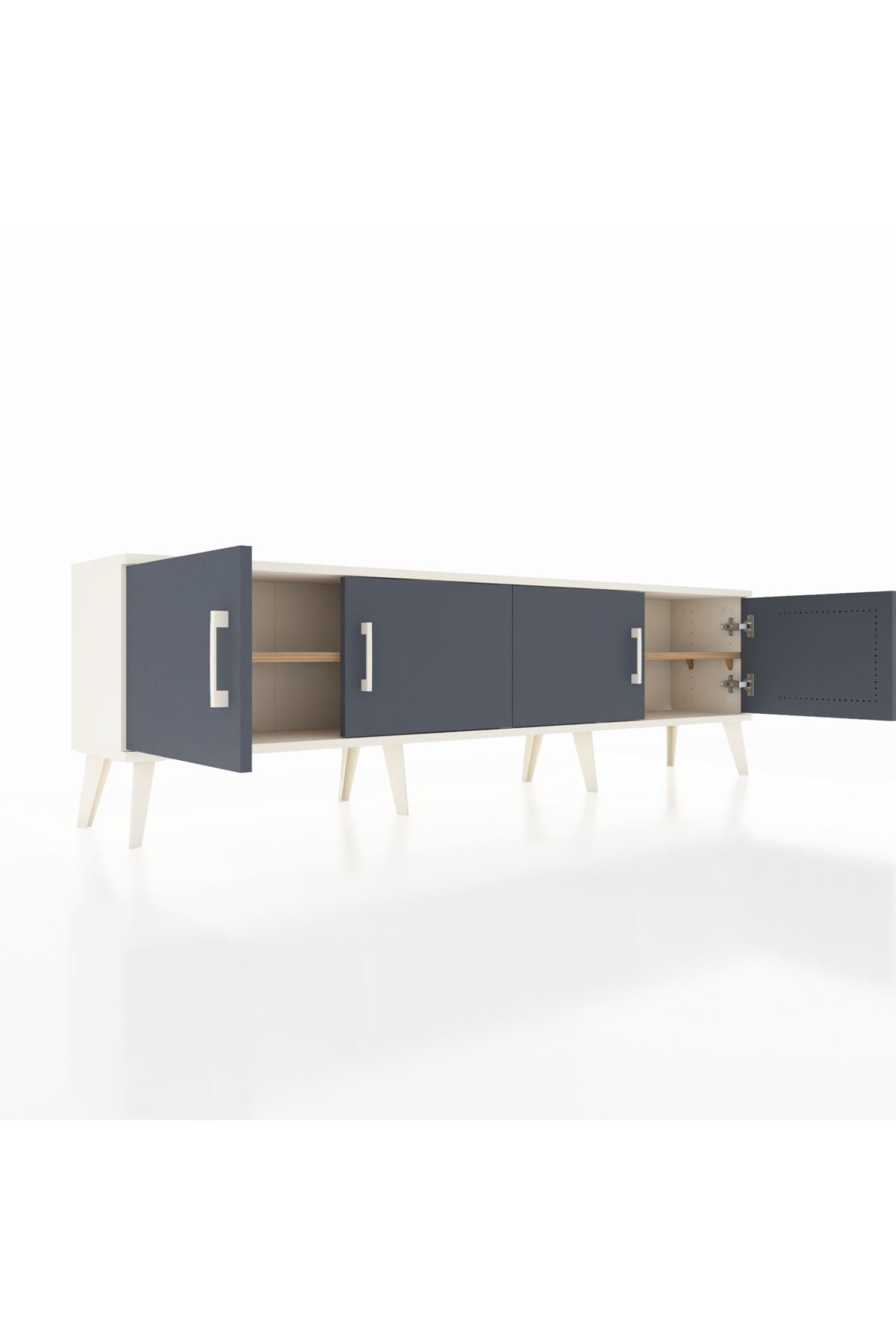 Arges TV Ünitesi 2 Raflı 4 Kapaklı 176x30x51 Aytaşı-Antrasit/Çam